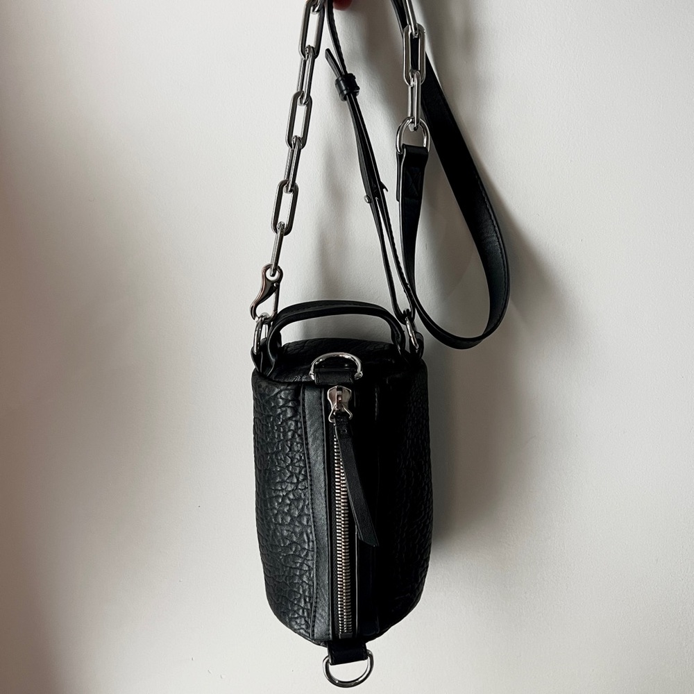 & Other Stories black leather silver curb chain crossbody bag